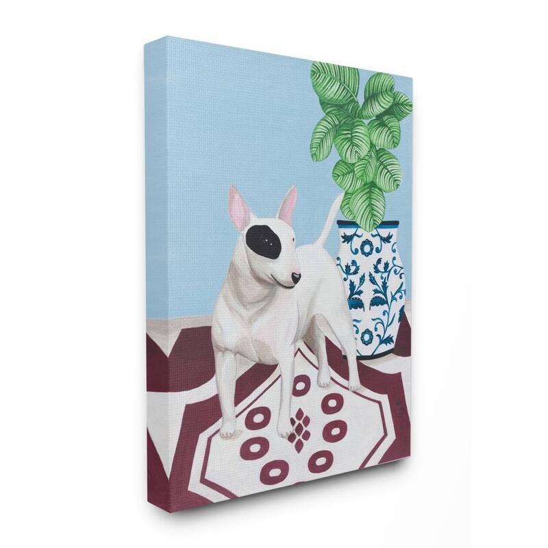 Stupell Dog And Vase Animal Pet Painting Canvas Wall Art