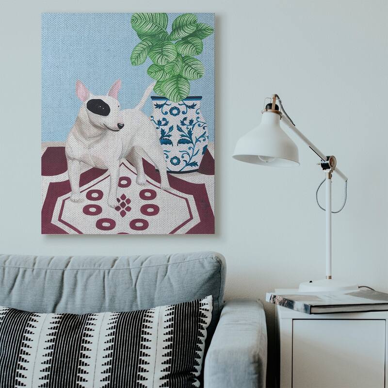 Stupell Dog And Vase Animal Pet Painting Canvas Wall Art