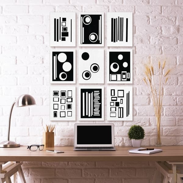 Stupell Black And White Abstract Geometric Shape Designs, 9pc Multi Piece  Canvas Wall Art Set, 11 x 14 - Bed Bath & Beyond - 30997422