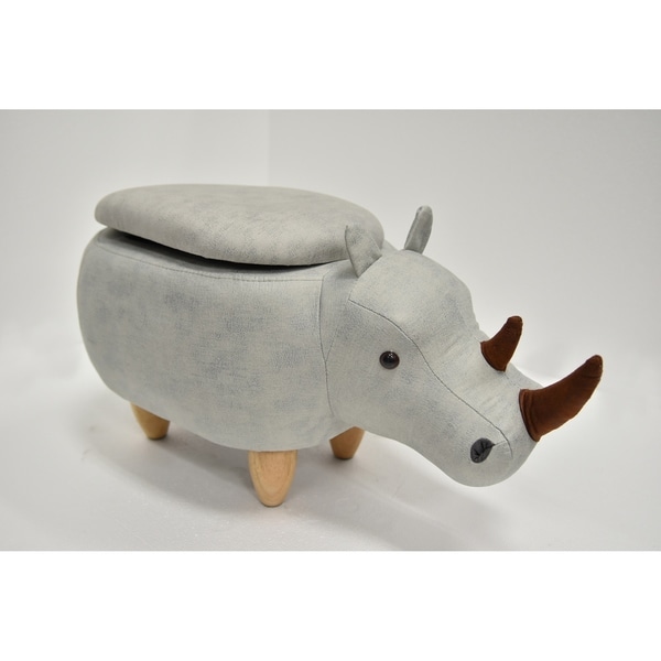 Kids Upholstered Rhino Ottoman with Storage