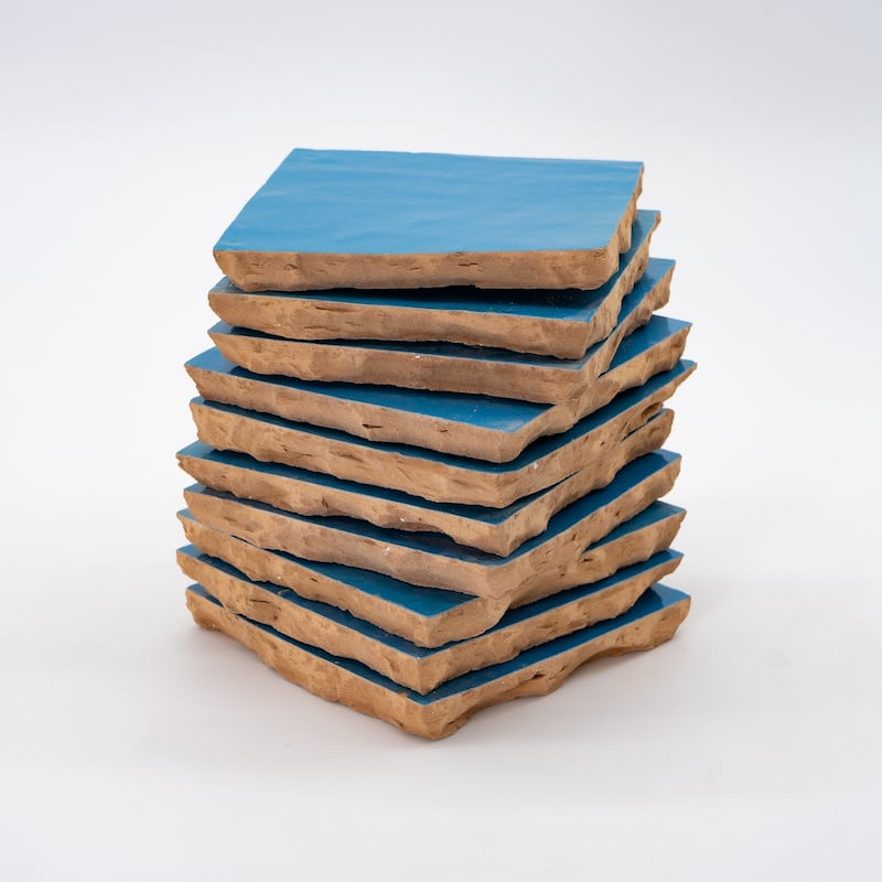 Handmade 4x4-in Moroccan Mosaic Solid Color Blue