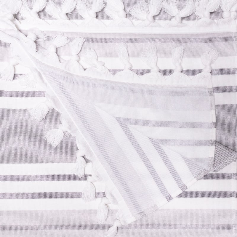 Superior Poppy Stripe Fouta Beach Towel with Tassels