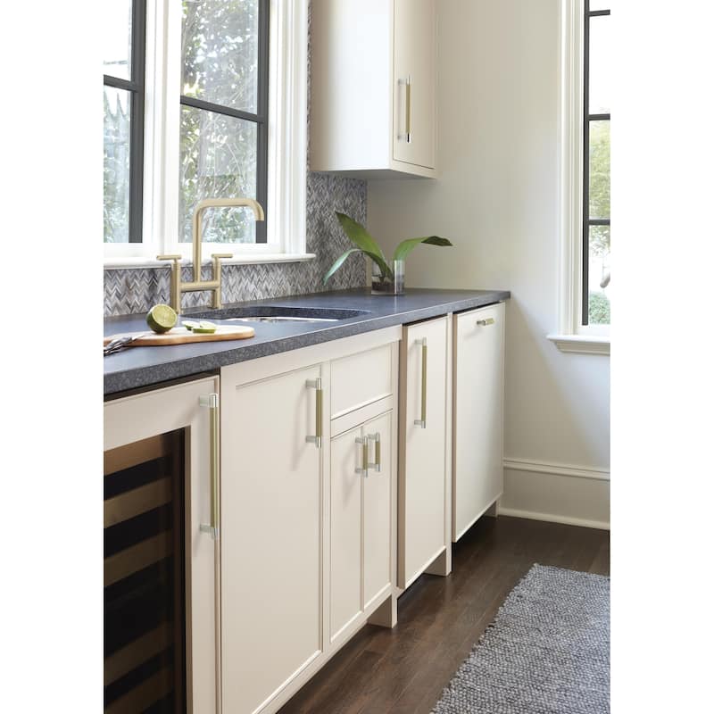 Esquire 5-1/16 in (128 mm) Center-to-Center Polished Nickel/Golden Champagne Cabinet Pull