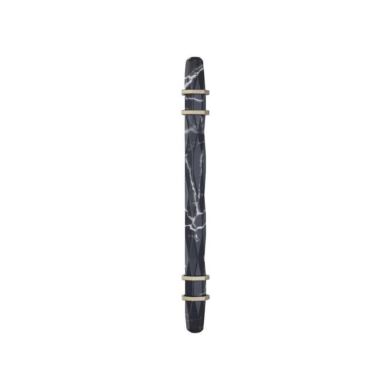 Carrione 5-1/16 in (128 mm) Center-to-Center Marble Black/Golden Champagne Cabinet Pull
