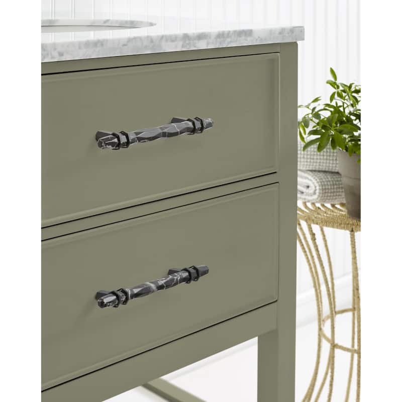 Carrione 5-1/16 in (128 mm) Center-to-Center Marble Black/Black Bronze Cabinet Pull