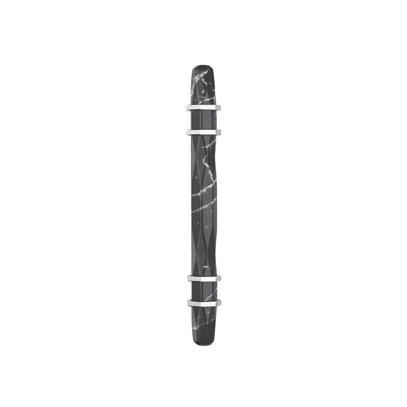 Carrione 3-3/4 in (96 mm) Center-to-Center Marble Black/Polished Nickel Cabinet Pull
