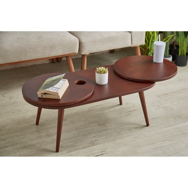 Mid Century Modern Wood Coffee Table with Lazy Susan - Bed Bath ...