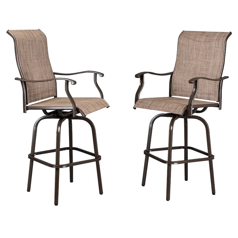 51" Wrought Iron Swivel Bar Chair Patio Swivel Bar Stools 2pcs