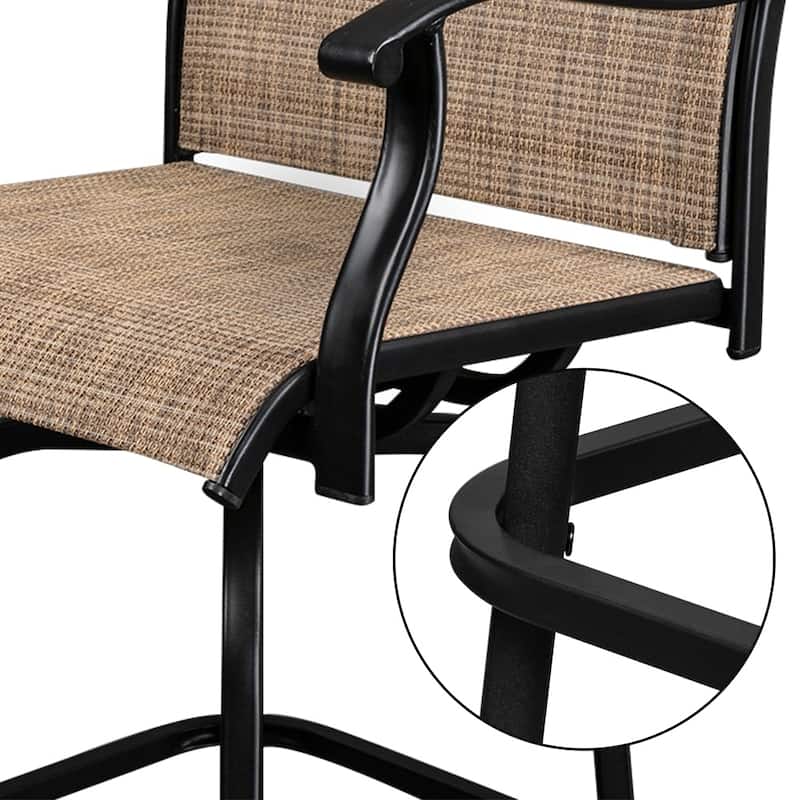 51" Wrought Iron Swivel Bar Chair Patio Swivel Bar Stools 2pcs
