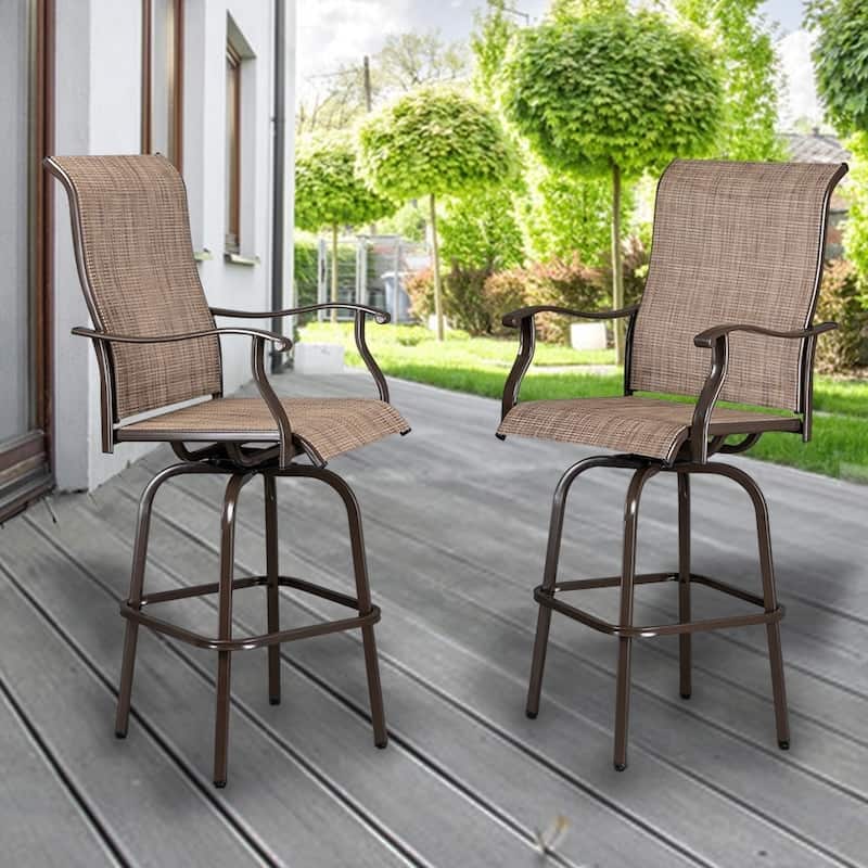 51" Wrought Iron Swivel Bar Chair Patio Swivel Bar Stools 2pcs