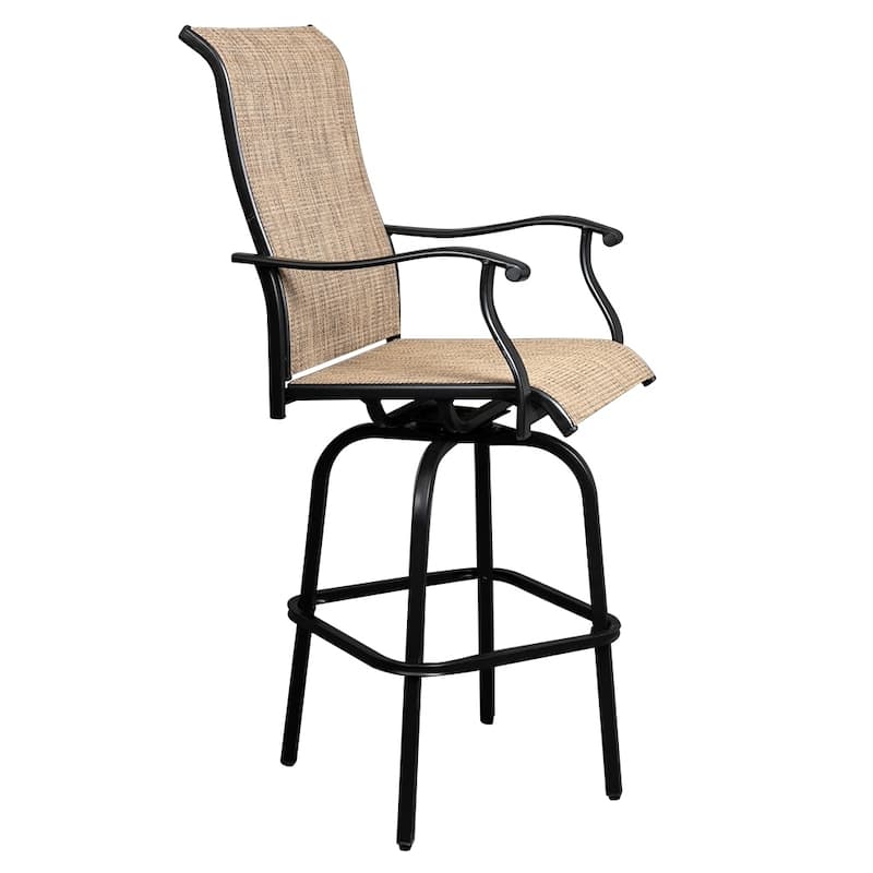 51" Wrought Iron Swivel Bar Chair Patio Swivel Bar Stools 2pcs