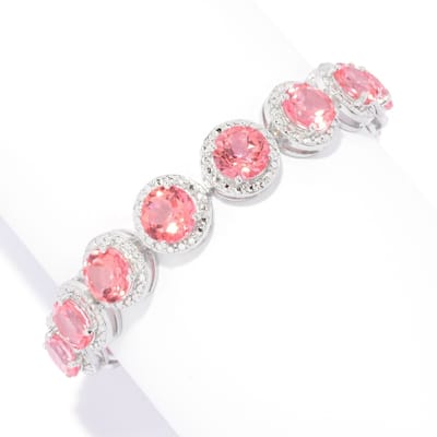 925 Sterling Silver Pink Topaz Tennis Bracelet