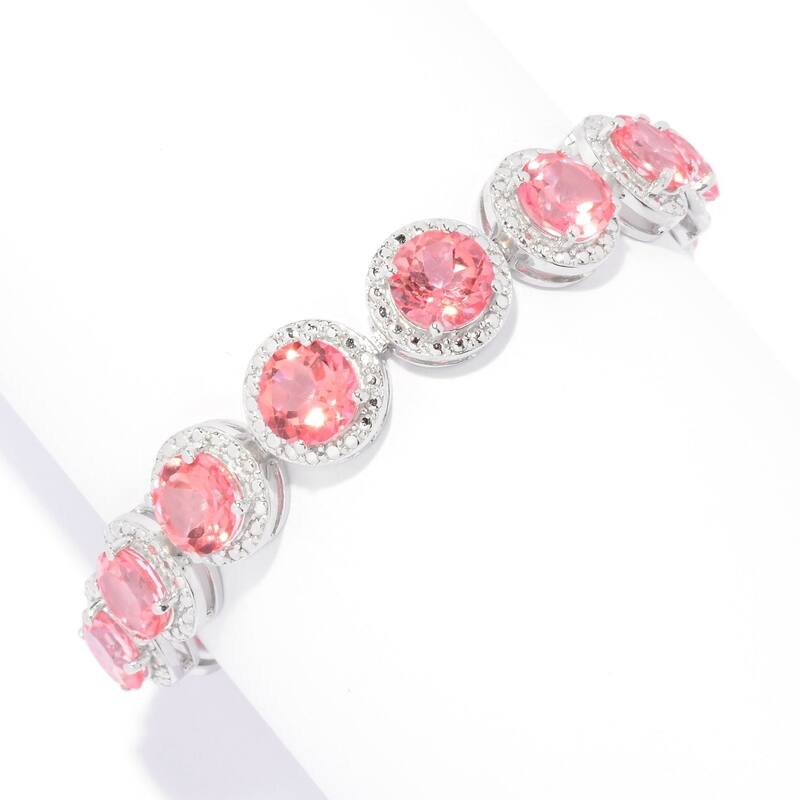 925 Sterling Silver Pink Topaz Tennis Bracelet
