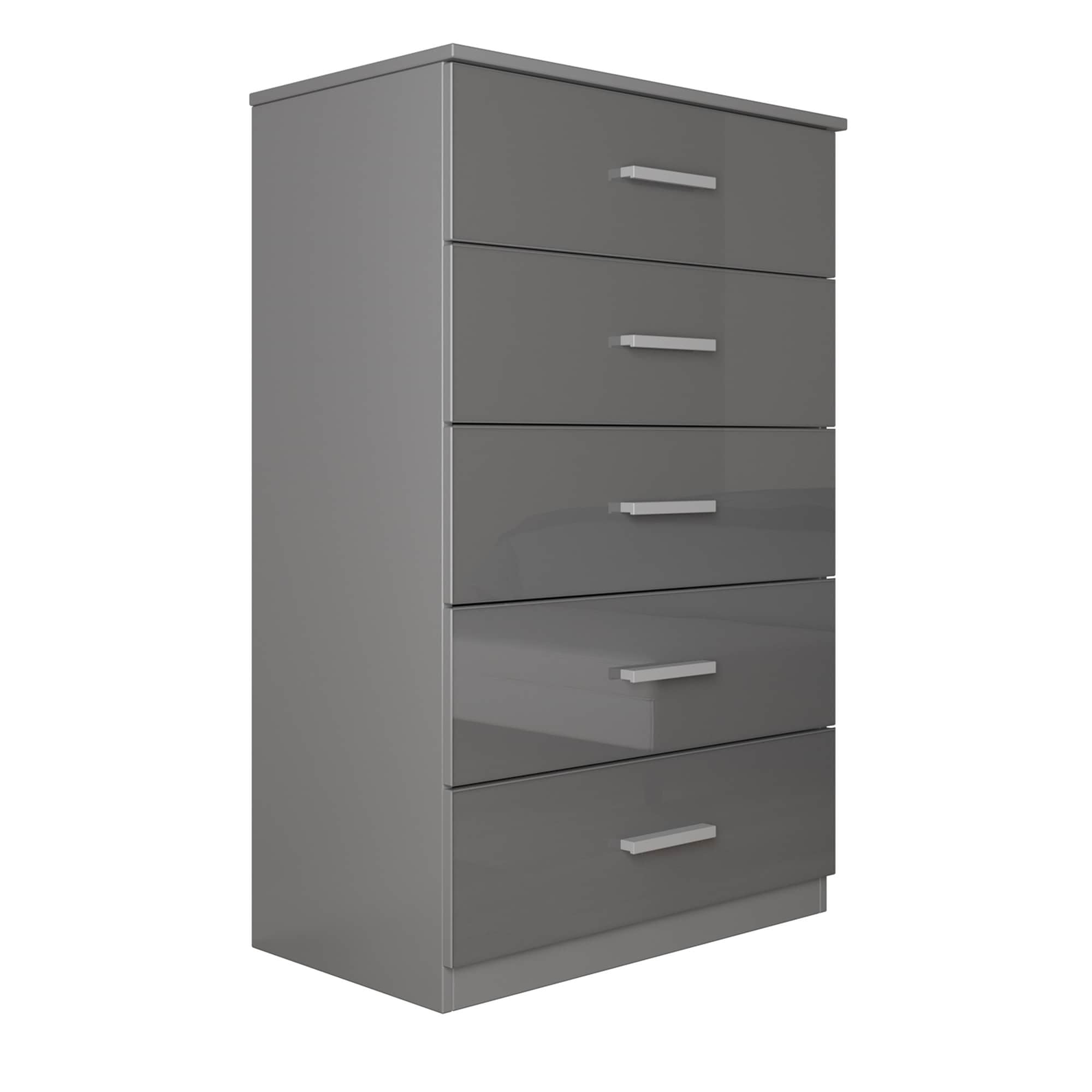 Hanover Solid Wood Glossy Grey Tall 5 Drawer Chest Overstock 31000793