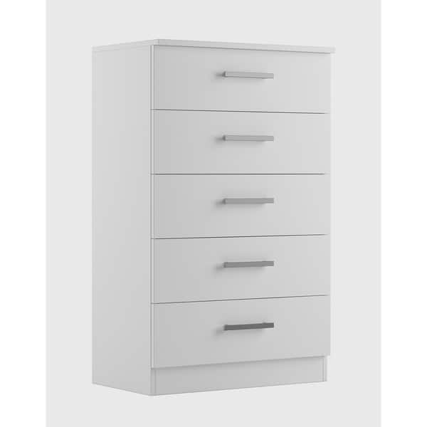 Hanover Solid Wood White 5 Drawer Chest On 31000797 Hanover Solid Wood White 5 Drawer Chest