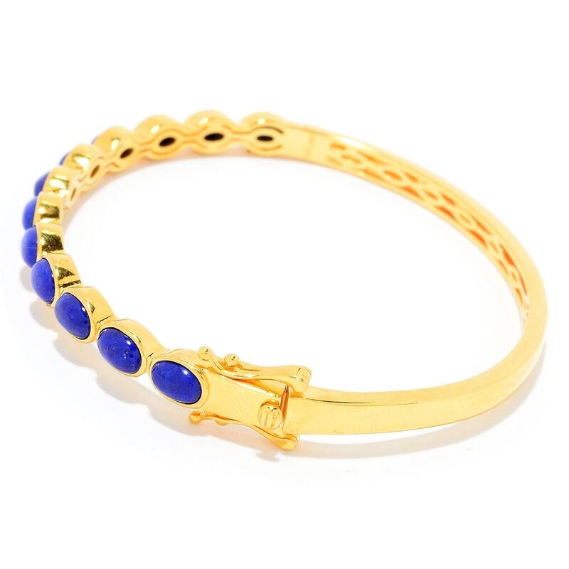 Yellow Gold Plated Over Sterling Silver Lapis Lazuli Bangle