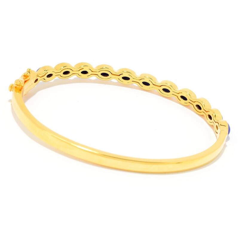 Yellow Gold Plated Over Sterling Silver Lapis Lazuli Bangle