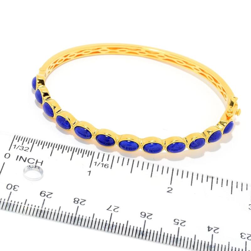 Yellow Gold Plated Over Sterling Silver Lapis Lazuli Bangle