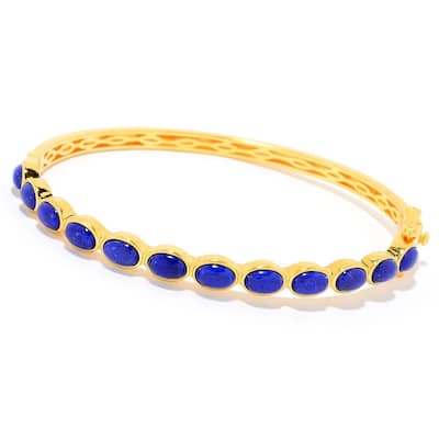 Yellow Gold Plated Over Sterling Silver Lapis Lazuli Bangle