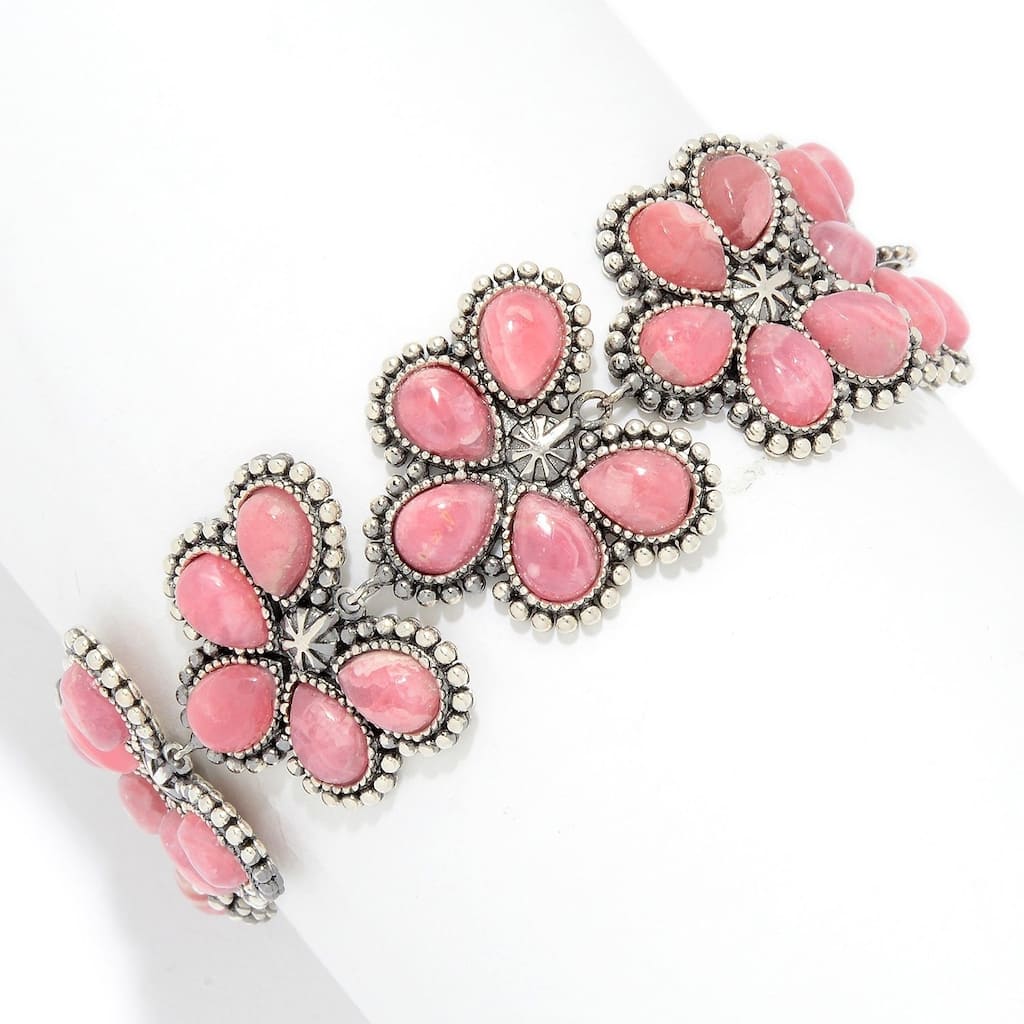 925 Sterling Silver Rhodochrosite Adjustable Bracelet