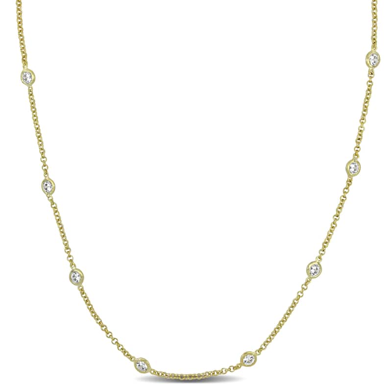 10ct TW Cubic Zirconia by the Yard Station Necklace in Yellow Plated Sterling Silver by Miadora