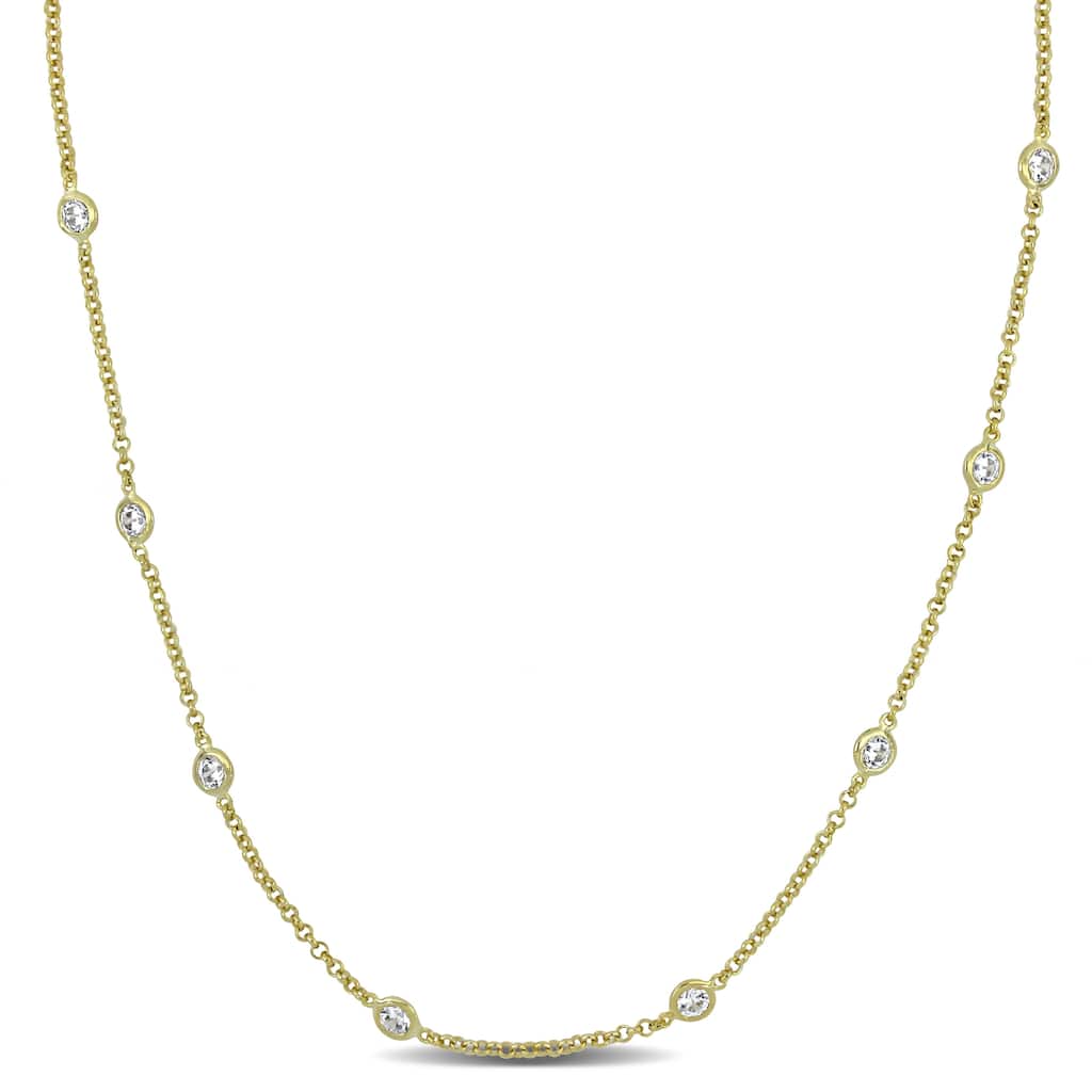 10ct TW Cubic Zirconia by the Yard Station Necklace in Yellow Plated Sterling Silver by Miadora