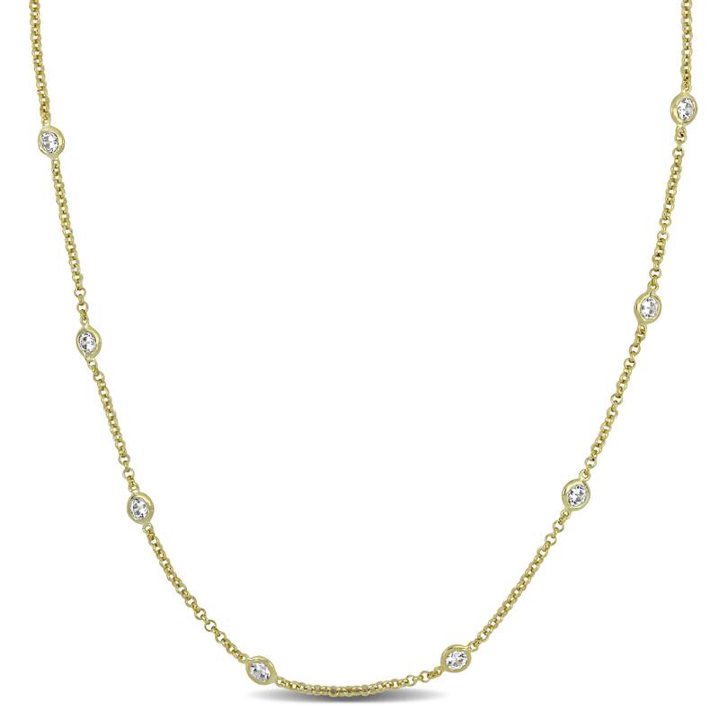Miadora 10ct TW Cubic Zirconia by the Yard Station Necklace Yellow Plated Sterling Silver