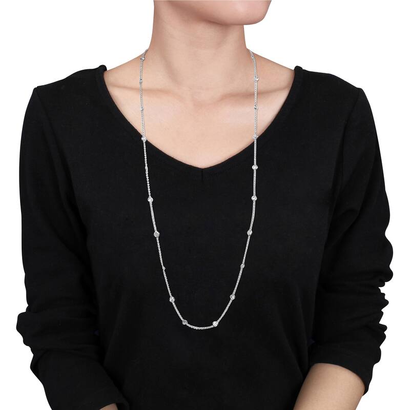 10ct TW Cubic Zirconia by the Yard Station Necklace in Sterling Silver by Miadora