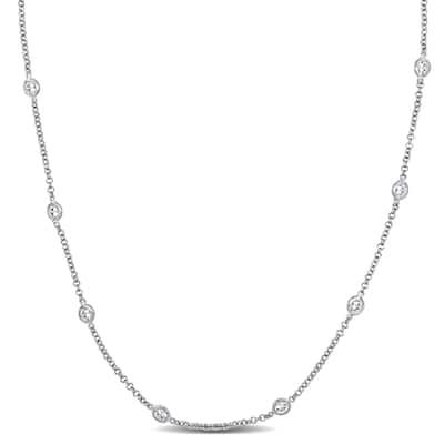 10ct TW Cubic Zirconia by the Yard Station Necklace in Sterling Silver by Miadora