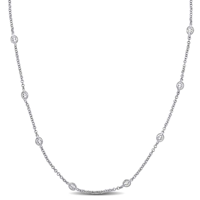 Miadora 10ct TW Cubic Zirconia by the Yard Station Necklace Sterling Silver