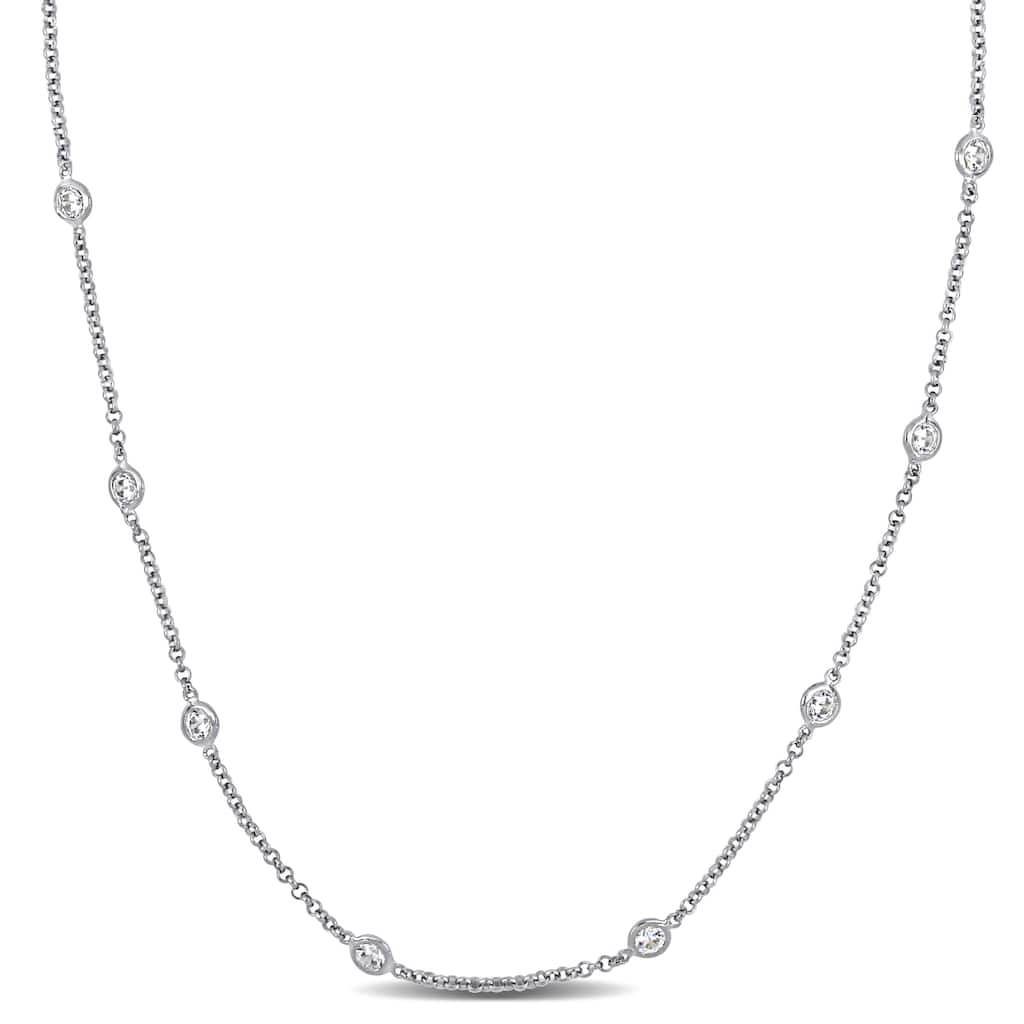 Miadora 10ct TW Cubic Zirconia by the Yard Station Necklace Sterling Silver