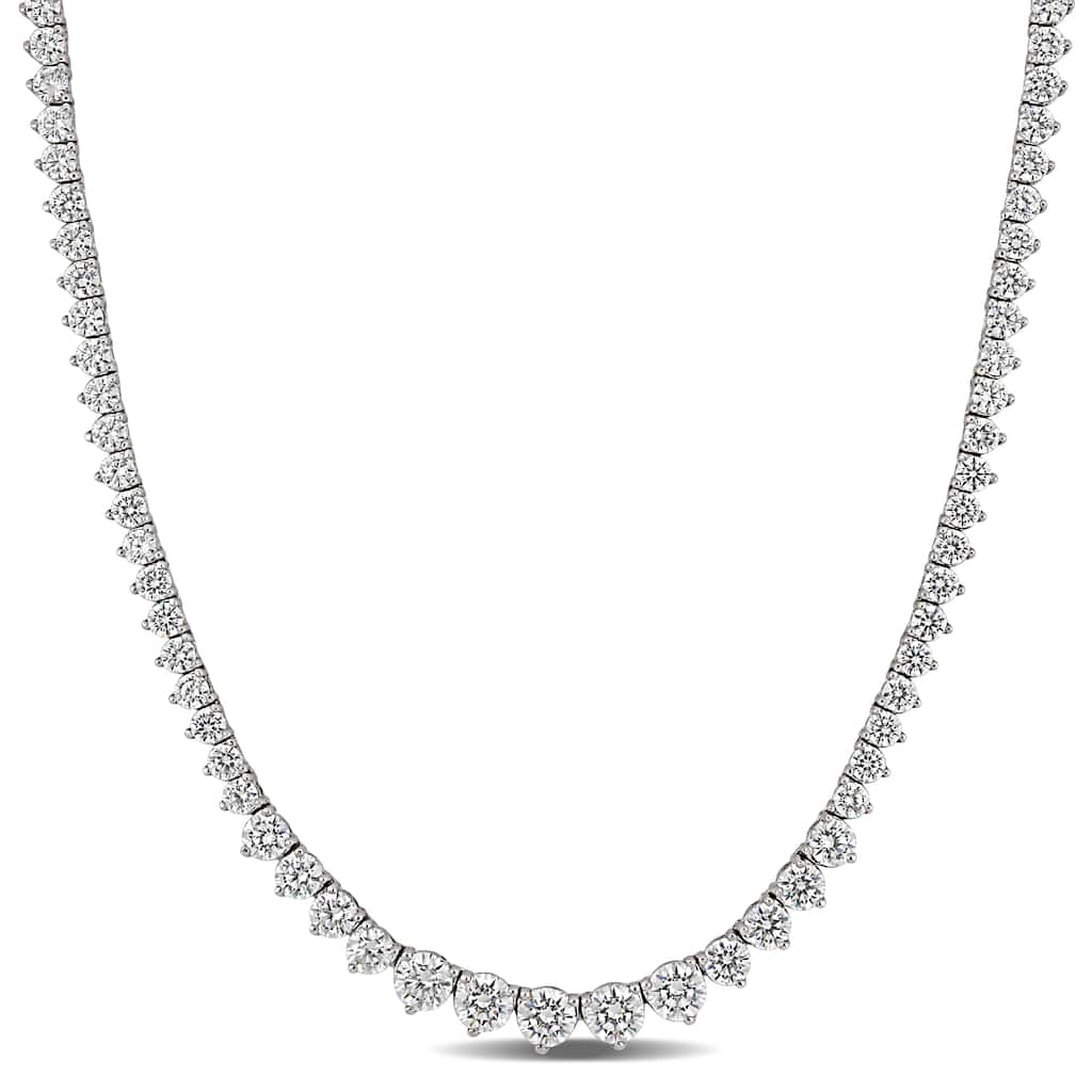 Miadora 27ct TW Cubic Zirconia Vintage Tennis Necklace Sterling Silver - 18 in x 5.5 mm x 4 mm
