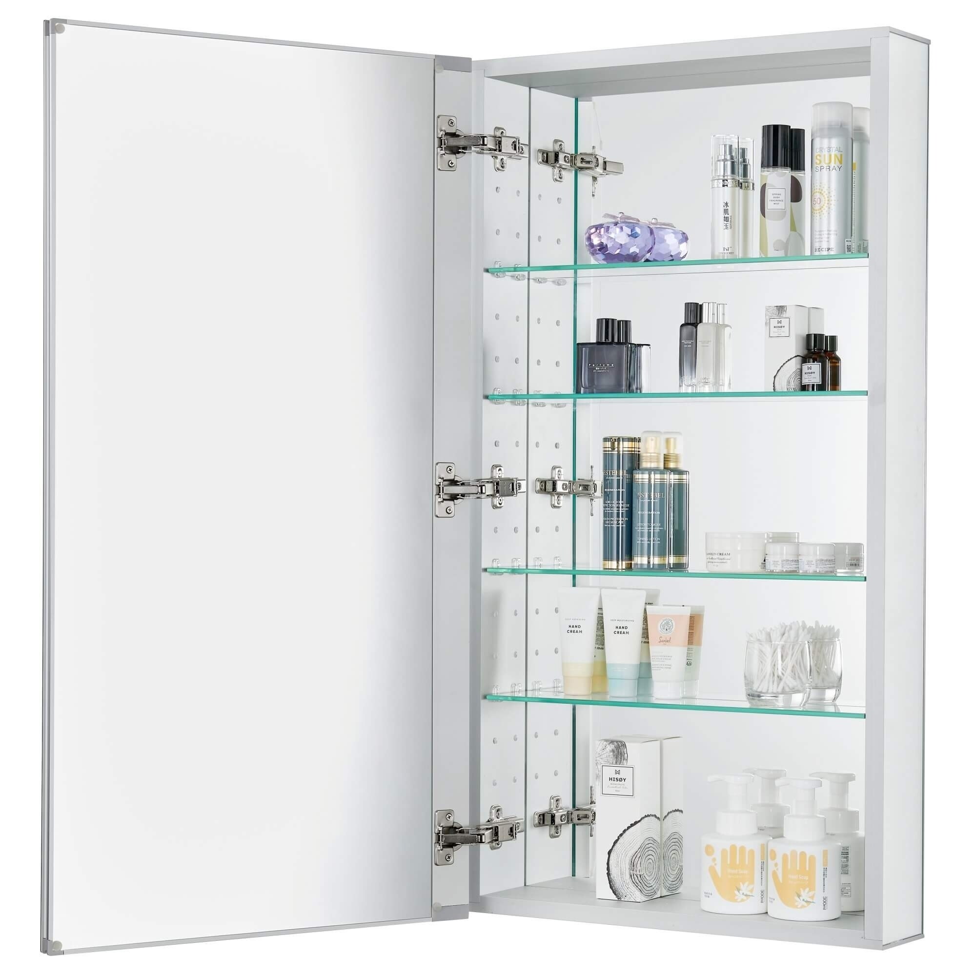 Shop Bathroom Medicine Cabinet Aluminum Recessed Surface Mount Right Left Hinged Mirrored Interior Overstock 31002397