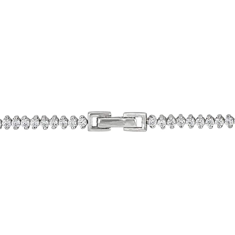 Miadora 25ct TW Cubic Zirconia Graduated Tennis Necklace Sterling Silver