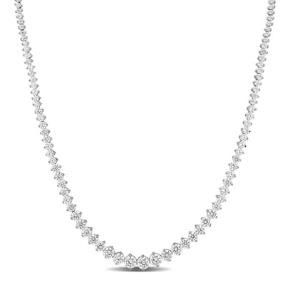 Miadora 25ct TW Cubic Zirconia Graduated Tennis Necklace Sterling Silver