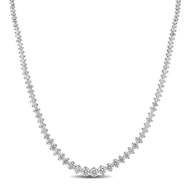 slide 1 of 4, 25ct TW Cubic Zirconia Graduated Tennis Necklace in Sterling Silver by Miadora