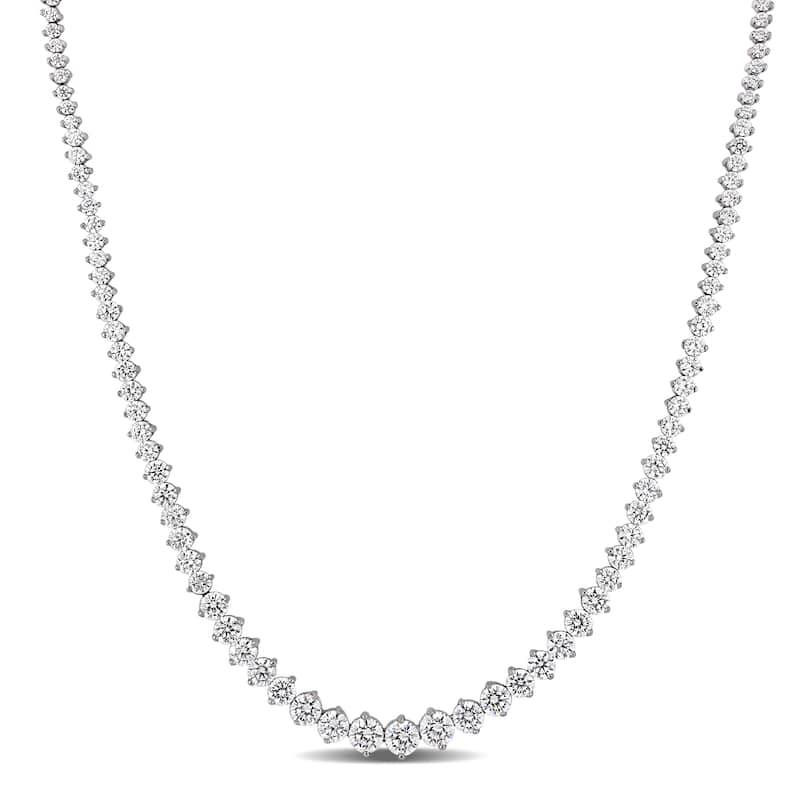 Miadora 25ct TW Cubic Zirconia Graduated Tennis Necklace Sterling Silver