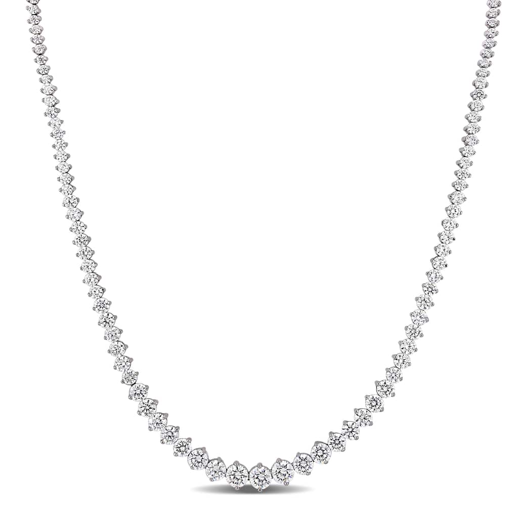 Miadora 25ct TW Cubic Zirconia Graduated Tennis Necklace Sterling Silver