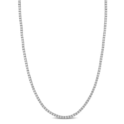 32 1/3 TW Cubic Zirconia Classic Tennis Necklace in Sterling Silver by Miadora