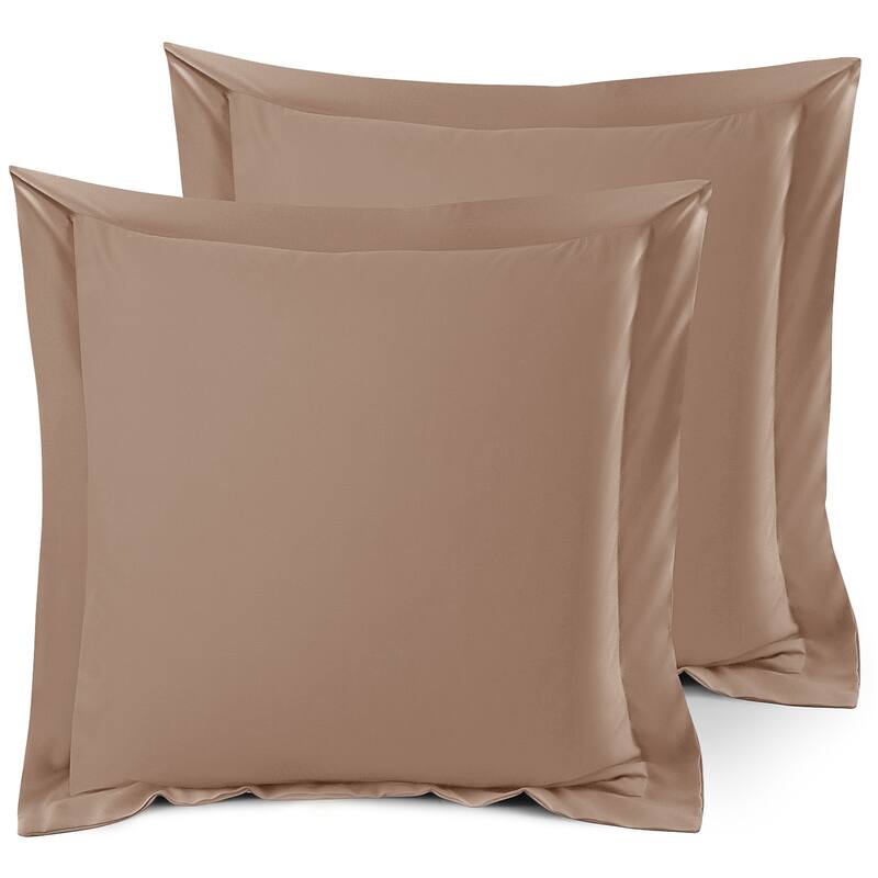 Nestl Soft Double Brushed Microfiber Pillow Shams - Set of 2 - Euro 26" x 26" - Taupe Sand