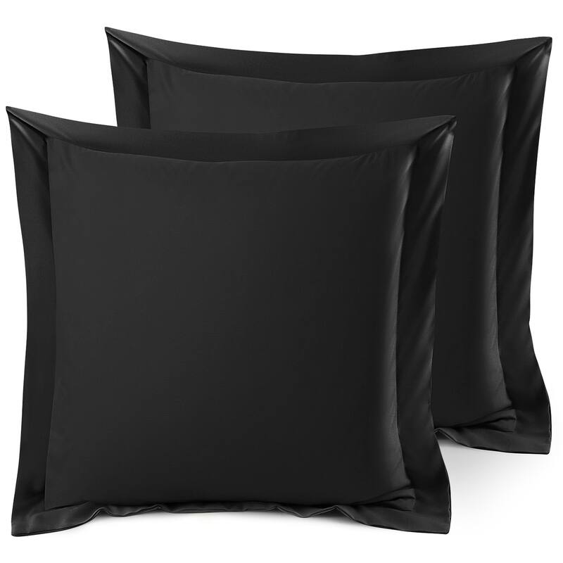 Nestl Soft Double Brushed Microfiber Pillow Shams - Set of 2 - Euro 26" x 26" - Black