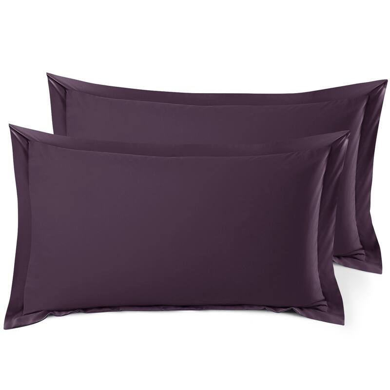 Nestl Soft Double Brushed Microfiber Pillow Shams - Set of 2 - King 20" x 30" - Purple Eggplant