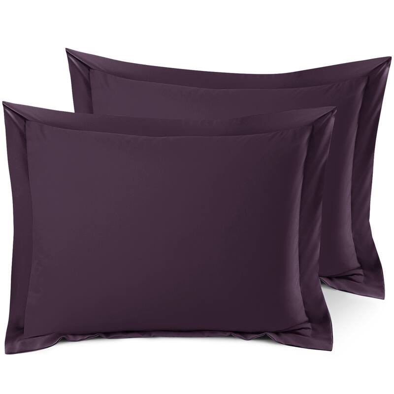 Nestl Soft Double Brushed Microfiber Pillow Shams - Set of 2 - Standard 20" x 26" - Purple Eggplant