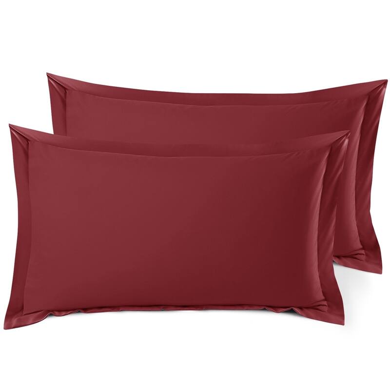 Nestl Soft Double Brushed Microfiber Pillow Shams - Set of 2 - King 20" x 30" - Burgundy Red
