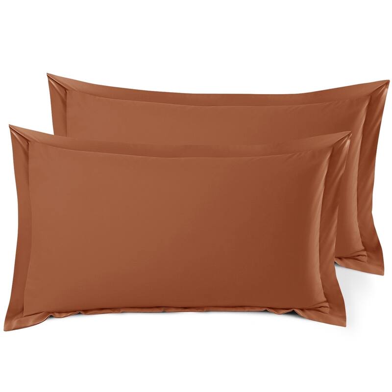 Nestl Soft Double Brushed Microfiber Pillow Shams - Set of 2 - King 20" x 30" - Rust Sienna
