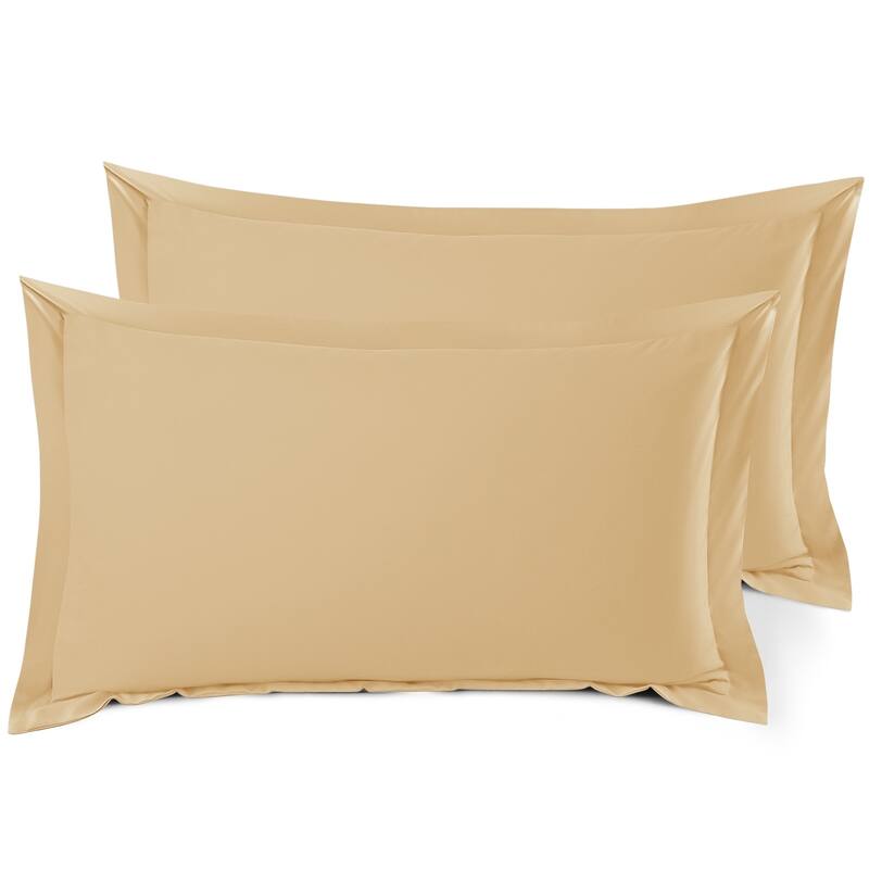 Nestl Soft Double Brushed Microfiber Pillow Shams - Set of 2 - King 20" x 30" - Camel Gold