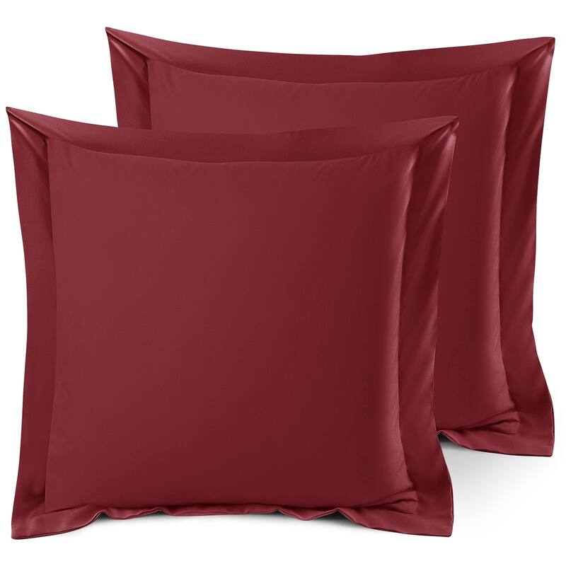Nestl Soft Double Brushed Microfiber Pillow Shams - Set of 2 - Euro 26" x 26" - Burgundy Red