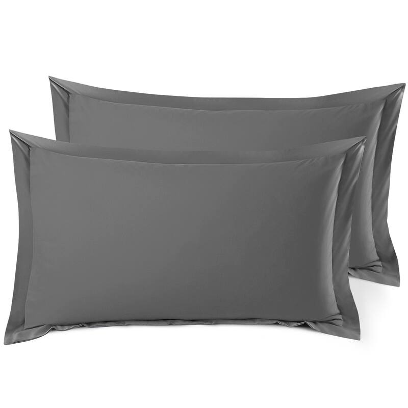 Nestl Soft Double Brushed Microfiber Pillow Shams - Set of 2 - King 20" x 30" - Charcoal Stone Gray