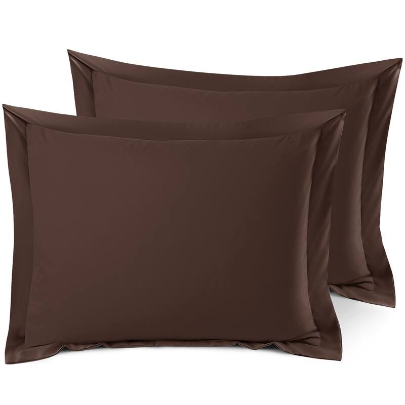 Nestl Soft Double Brushed Microfiber Pillow Shams - Set of 2 - Standard 20" x 26" - Chocolate Brown