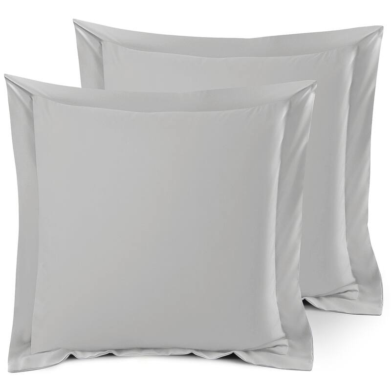 Nestl Soft Double Brushed Microfiber Pillow Shams - Set of 2 - Euro 26" x 26" - Silver Gray